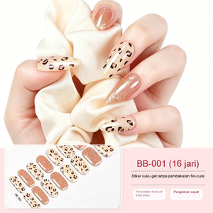 เล็บปลอมทรงอัลมอนด์สีชมพู ลายกลิตเตอร์คลาวด์ 16 นิ้ว ไม่ต้องใช้เจล ติดง่าย - Product Image 3