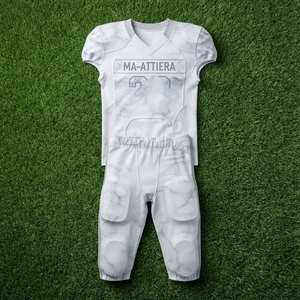 Custom White Marble Print American Football Uniform <b>Padded</b> Jersey <b>Pants</b> Set Team Sports Apparel - Product Image 5