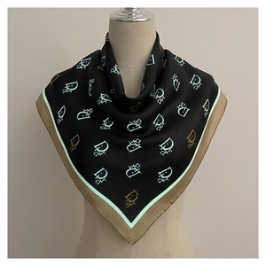 Women's Square <b>Silk</b> Scarf Letter Print Elegant Multi-Functional Fashion Accessory All Seasons - Product Image 6