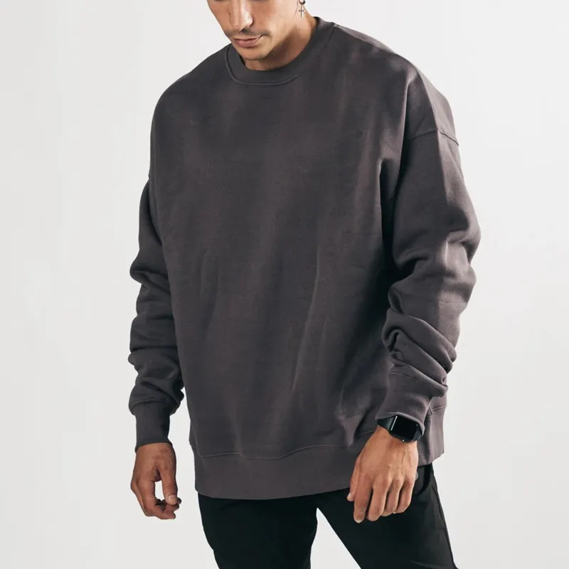 Custom crew neck sweatshirt for men heavy weight thick mens crew neck sweaters custom printing embroidery plain sweater