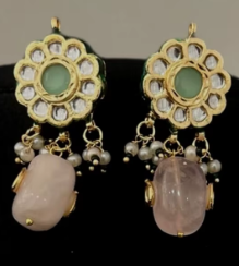 Elegante Juego de Gargantilla con Piedras Kundan Chapadas en Oro de la Mejor Calidad con Aretes para Bodas, Colección para Mujeres y Niñas - Product Image 2