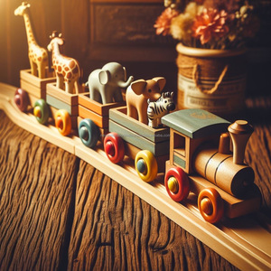 Majestuoso Motor de tren de madera hecho a mano en miniatura que eleva el tiempo de juego con artesanía Superior - Product Image 4