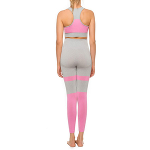Ensemble de yoga 2 pièces pour femmes, uni, sans couture, confortable, taille mi-haute, pour fitness et entraînement, vente en gros, personnalisable, haute qualité - Product Image 4