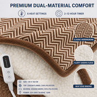 Selimut Elektrik OEM/ODM 130x160cm Bahan Flanel Lembut 6 Pengaturan Panas Timer Mati Otomatis 12 Jam Dapat Dicuci dengan Mesin