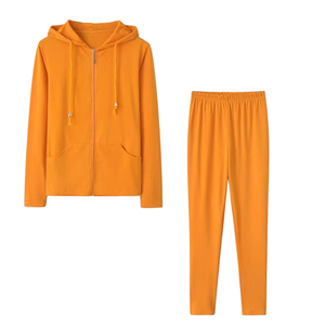 Casual solid hooded tracksuit for women Casual 2 Piece Tracksuits Long Sleeve Sweatshirt and Pants Set - Product Image 1