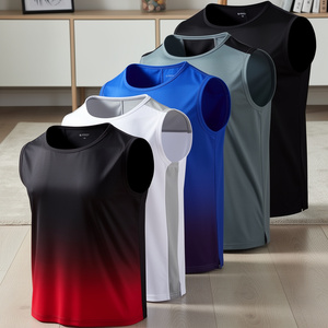 Camiseta sin Mangas de Alta Calidad para Hombre, Tejida, 100% Poliéster, de Secado Rápido, Transpirable, para Deporte, Baloncesto, Fitness, Gimnasio, Suave, Color Sólido - Product Image 4