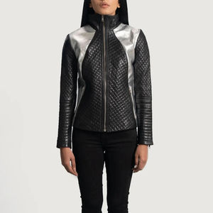 Blouson Moto Femme en Cuir Respirant Style Motard Urbain avec Poches Zippées Coupe Slim Tendance Qualité Supérieure - Product Image 1