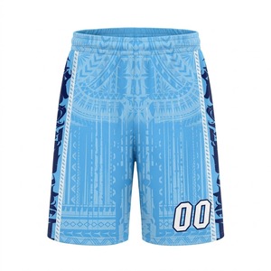 OEM <b>Men's</b> Navy Blue Basketball <b>Shorts</b> <b>Yellow</b> Elastic Waist Sublimation Geometric Pattern Breathable Mesh Athletic Gym Training - Product Image 3