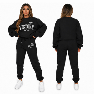 Conjunto Deportivo Informal de 2 Piezas para Mujer, Sudadera Holgada y Pantalones Deportivos, Estilo Brooklyn, Color Gris - Product Image 5