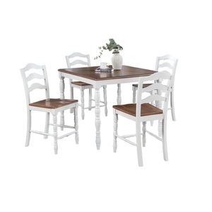 Set da Pranzo Classico a 5 Pezzi con Tavolo Bianco e 4 Sedie dall'Aspetto Legno Naturale per Sala da Pranzo - Product Image 2