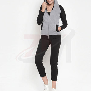 Women Maternity <b>Tracksuit</b> Hooded Full Sleeve Solid Color Zipper Front Casual Wear With Spring Season Spandex Cotton Mix - Product Image 3