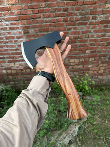 SCL Carbon Steel Viking Tomahawks Hand Forged Engraved Hatchet Bearded Camping <b>Axe</b> Wood <b>Handle</b> 4-Inch Cutting Edge Hammer <b>Axe</b> - Product Image 4