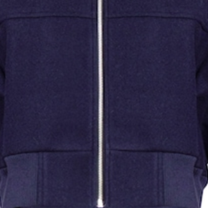 Chaqueta Bomber Corta Azul Marino con Mangas Fruncidas, Unisex, Casual, con Cierre, de Lana Sintética, Cuello en V, Puños y Dobladillo Impermeables - Product Image 5