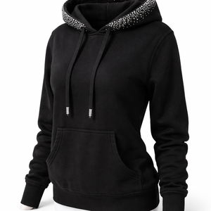Großhandel Maßgefertigter Verzierter Hoodie für Damen Einzelhandelskauf - Direkter Herstellervertrieb - Product Image 3