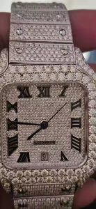 Montre à quartz exclusive pour homme avec diamants Moissanite, style Hip Hop glacé, montre-bracelet de luxe inspirée du streetwear - Product Image 2