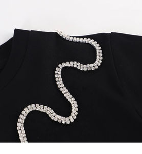 Camiseta de lujo con pedrería y efecto brillante llamativo, algodón premium, cómoda de llevar, ideal para conjuntos llamativos - Product Image 4