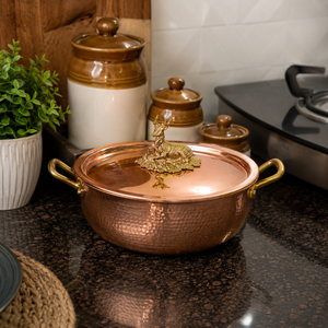 Pure Copper Cooking <b>Pot</b> with Lid Brass Bird Knob Double Handles Luxury Casserole Cookware Serving <b>Pot</b> Kitchenware Wholesale - Product Image 4