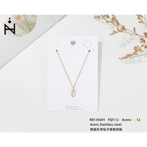 Collier ovale en acier inoxydable avec diamants Zi Zi pour femme, bijou élégant, cadeau - Product Image 1