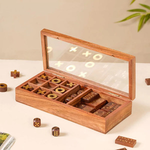 เกมติ๊กต่อไม้ตกแต่งโต๊ะพร้อมลาย XOXO สีทอง ปรับแต่งได้ตามต้องการ เหมาะสำหรับกิจกรรมครอบครัวและเพื่อนฝูง สนุกกับการเล่น - Product Image 2