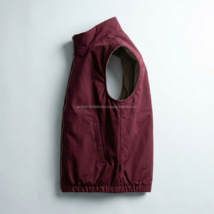 Chaleco sin mangas para hombre, color borgoña, reversible, con cuello alto, cortavientos, informal, con cremallera frontal, color sólido, para invierno. - Product Image 5