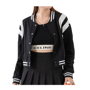 Nouvelle veste universitaire courte pour femme 2026 en laine pleine avec rembourrage en coton, couleur unie - Product Image 5