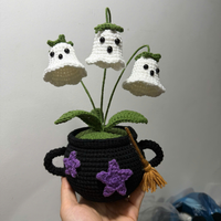 Pot Bunga Hantu Rajutan, Pot Rajutan Halloween, Boneka Bunga Hantu Rajutan Tangan, Hiasan Tanaman Pot Lucu, Hadiah Halloween
