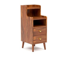 Factory Direct Solid Wood Nightstand | Bedside <b>Table</b> with Storage Drawer & Shelf | Modern Rustic Bedroom Furniture | Jodhpur - Product Image 4