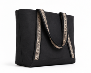 Black <b>Canvas</b> Tote Bag Strap Shoulder Crossbody Handbag Large Capacity Casual Travel <b>Shopper</b> - Product Image 3