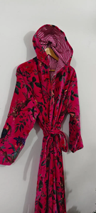 Kimono de Algodón con Estampado Floral/Animal, Cuello en V, Manga Larga, Secado Rápido, Ligero, para Playa o como Bata de Dama de Honor - Product Image 2