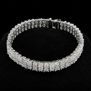 Pulsera de Diamantes Cultivados en Laboratorio, Corte Princesa y Redondo, 20.46 CTW, Oro Blanco de 14K, Pulsera de Tenis para Novia, Boda, Joyería, Regalo de Aniversario - Product Image 1