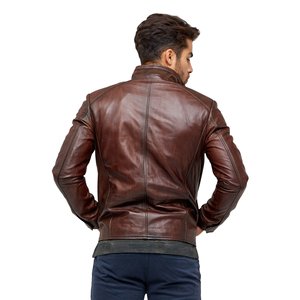 Wholesale <b>Men</b> <b>Leather</b> <b>Jacket</b> Down Collar Coats <b>Men's</b> <b>Leather</b> Bomber <b>Jackets</b> Outwear <b>Men</b> Casual <b>Jacket</b> OEM Serviced Design - Product Image 3