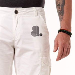 Men's <b>White</b> Bermuda <b>Cargo</b> Shorts High Waist Drawstring Closure Canvas Fabric 180g Breathable Casual Style Front Logo Pockets - Product Image 6