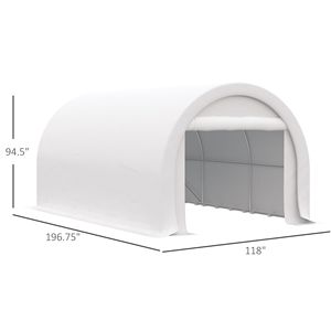 Tenda Garage/Deposito Portatile Rinforzata 16FT X 10FT con Cerniera, Copertura Anti-UV in PE per Auto e Camion, in HDPE per Parcheggio e Stoccaggio - Product Image 3