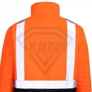 เสื้อแจ็คเก็ตนิรภัยแบบพรีเมียม สะท้อนแสง กันน้ำ สำหรับงานก่อสร้าง ผู้ชาย เสื้อกันลม สีส้มสะท้อนแสง ชุดยูนิฟอร์มอุตสาหกรรม - Product Image 6