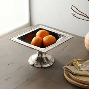 Urban Luxe Classic <b>Square</b> Metal Bowl With Black Interior And Greek <b>Key</b> Design Polished Finish For Party Food Serving - Product Image 5