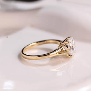 Anillo solitario de diamante de 2.00 quilates, corte ovalado, color F, claridad VS1, oro amarillo de 14k, anillo de compromiso para mujer, certificado IGI - Product Image 2