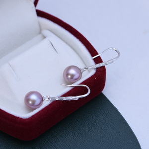 Pendientes de Plata de Ley S925 al por Mayor, Diseño de Flor Doble, Perlas de Agua Dulce Blancas de 9-10 mm, Luz Intensa, Pequeñas Imperfecciones, Aretes - Product Image 3