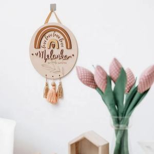 Décoration murale en bois de style bohème fait à la main cadre photo de plaque signalétique de pépinière suspendue pour chambre d'enfant à usage domestique - Product Image 1