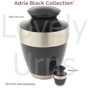 Urna Funeraria Negra Adria con Banda Plateada, Urna para Cenizas de Adultos, Recuerdo Conmemorativo Moderno y Elegante, Accesorios para Entierro - Product Image 5