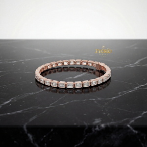 Classic Rose <b>Gold</b> Elegant Emerald Cut Diamond Chain Link <b>Bracelet</b> Sterling Silver Luxury Sparkling Jewelry Women Wedding Party - Product Image 1