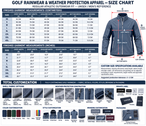 Custom Rainwear & Weather Protection Apparel Golf Clothing | Grey <b>Navy</b> Six Color Variations | Manufacturer OEM ODM | - Product Image 6