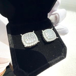 ต่างหูเงินแท้ 925 ประดับเพชรโมอิสซาไนต์ทรงกลมสี D ระดับความสะอาด VVS ดีไซน์ลายดอกไม้ทันสมัย เหมาะสำหรับผู้ชายและผู้หญิง ของขวัญสำหรับงานแต่งงาน - Product Image 5