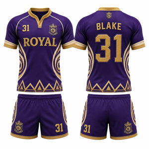 Sublimated Rugby <b>Kit</b> Polyester Fabric Reinforced <b>Stitching</b> Seam Collar Crew Neck V Short Sleeve <b>Long</b> Adult Youth Men Unisex Boys - Product Image 4