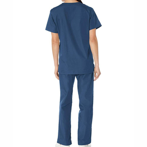 Tenues d'infirmière personnalisées avec logo OEM, ensembles de blouses et pantalons unisexes à manches courtes pour hôpital, chemise à fermeture éclair avec détection d'aiguille tissée 94% - Product Image 3