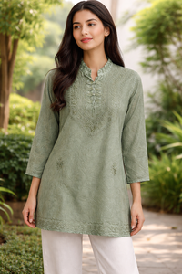 Camisa de Viscosa Bordada para Mujer, Fabricante de Ropa de Playa, Casual, Manga Larga - Product Image 2