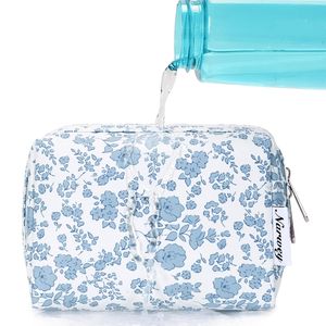 Pochette à fermeture éclair florale mignonne, petite trousse de maquillage de voyage avec compartiments, étui cosmétique pratique pour sac à main ou portefeuille, idéal pour les beautés nomades - Product Image 4