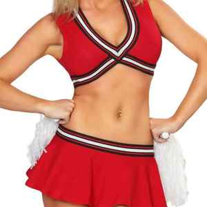 Nouveaux uniformes de pom-pom girls au design tendance, tenues de danse en deux pièces, en polyester, avec logo personnalisé imprimé - Product Image 5