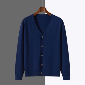 Factory Customizes Various Embroidered Logo Men's V-neck Double Breasted Button Closure Anti-Wrinkle Wool/Nylon <b>Cardigans</b> Autumn - Product Image 5