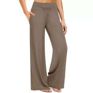 Soft Black High Wide Leg Spring Breathable Pajama Pants Print <b>Comfy</b> Casual Lounge Yoga Bottoms Drawstring with Pockets Women - Product Image 1