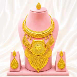 MOLL JEWELLERS Conjunto de Joyería Étnica de Plata con Circones, Collar y Pendientes para Mujer, Diseño Floral para Boda, Aleación de Moda, Tercera Marca - Product Image 1